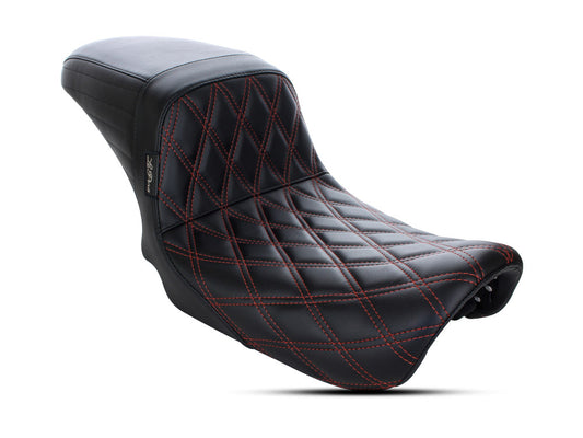 Kickflip Dual Seat with Red Double Diamond Stitch. Fits Dyna 2006-2017.