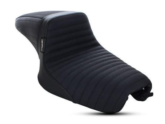 Kickflip Dual Seat with Pleated Gripper Tape. Fits Sportster 2004-2006 & Sportster 2010-2021 Models with either 3.3 or 4.5 Gallon Tank.