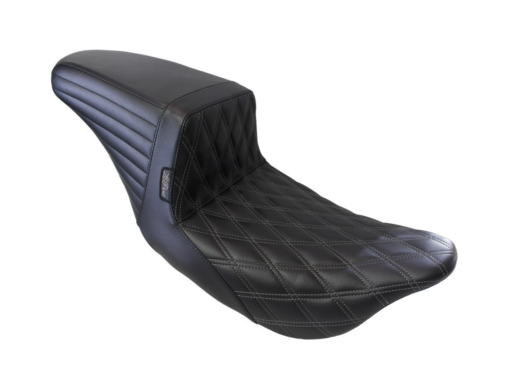 Kickflip Dual Seat with Gun Metal Grey Double Diamond Stitch. Fits Touring 2008up.