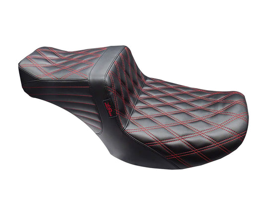 TailWhip Dual Seat with Red Double Diamond Stitch. Fits CVO Touring 2023up, Street Glide & Road Glide 2024up, Touring 2025up