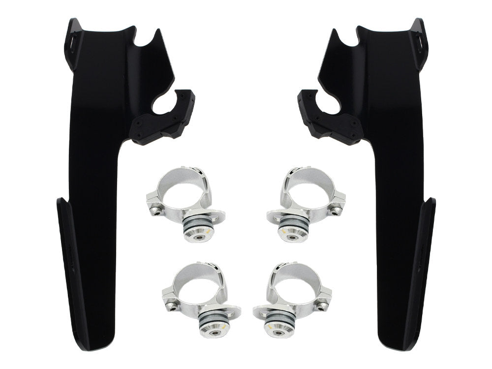 Black Batwing Fairing Trigger-Lock Mounting Hardware. Fits most Sportsters 1987-2021 with 39mm Fork Tubes.