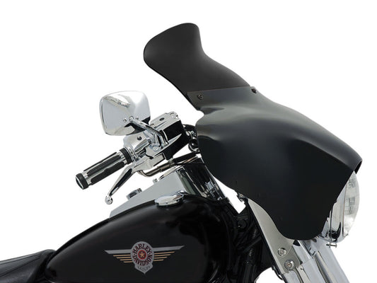 Spoiler Windshield for Memphis Shades Batwing Fairing. 9in. High, Dark Black.