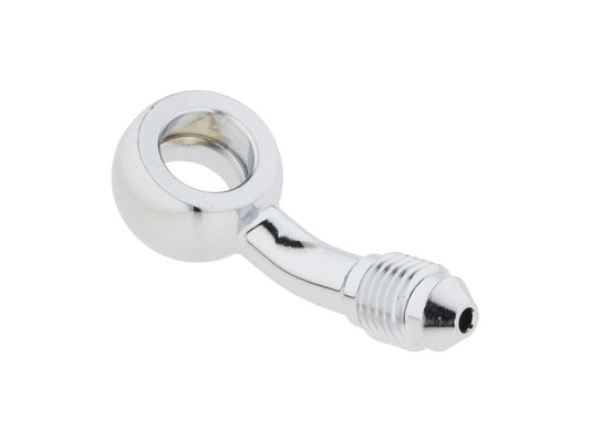 Chrome 3/8in. (10mm) ID, 35 Degree Banjo – Male #3 End.