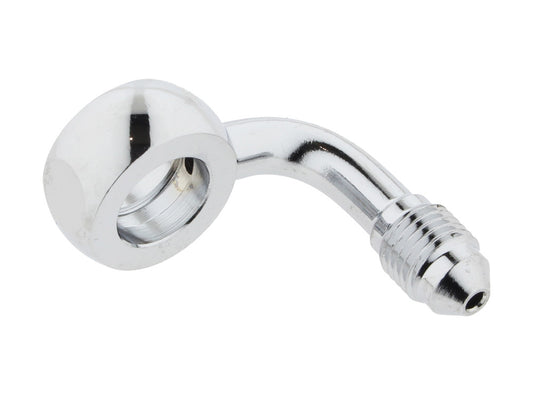 Chrome 7/16in. ID, 90 Degree Banjo – Male #3 End.