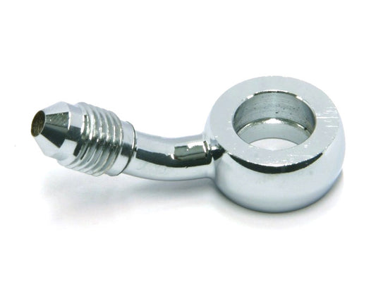Chrome 7/16in. ID, 35 Degree Banjo – Male #3 End.