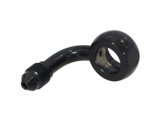 Black True 12mm ID, 90 Degree Banjo – Male #3 End.