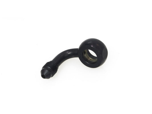 Black 7/16in. ID, 90 Degree Banjo – Male #3 End.