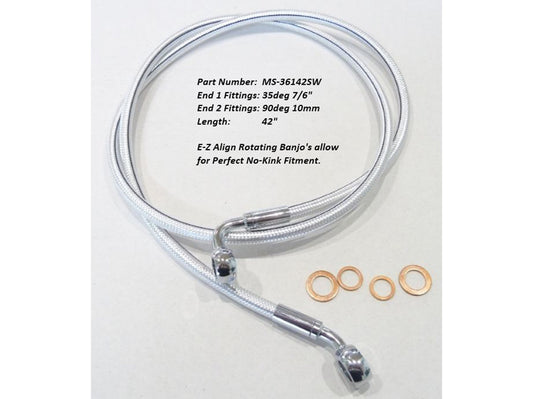 42in. E-Z Align Front Brake Line with 7/16in. x 35 Degree Banjo – Sterling Chromite.