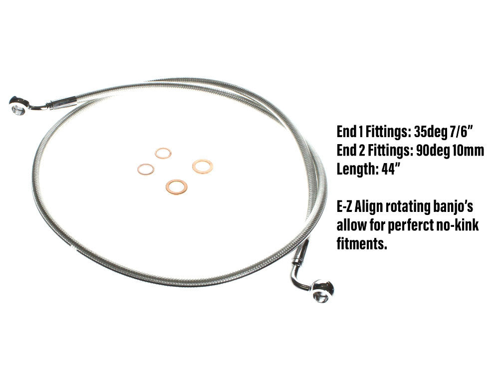 44in. E-Z Align Front Brake Line with 7/16in. x 35 Degree Banjo – Sterling Chromite.