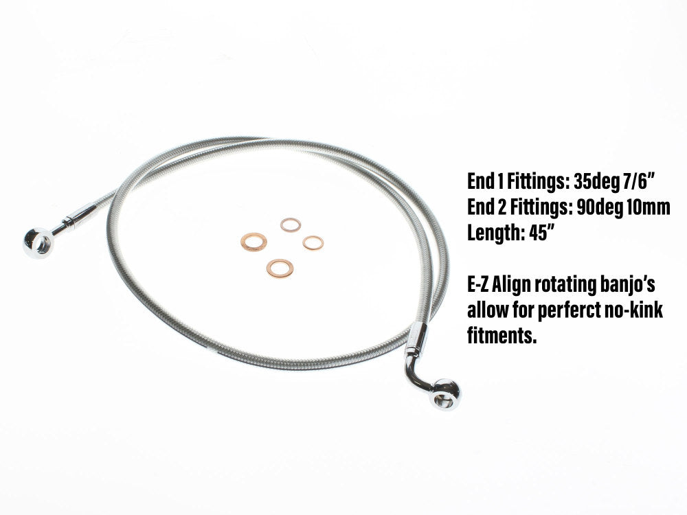 45in. E-Z Align Front Brake Line with 7/16in. x 35 Degree Banjo – Sterling Chromite.