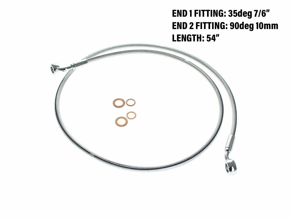 54in. E-Z Align Front Brake Line with 7/16in. x 35 Degree Banjo – Sterling Chromite.