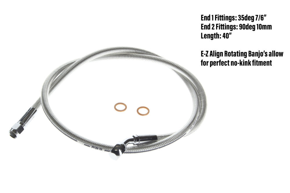 42in. E-Z Align Front Brake Line with 7/16in. x 180 Degree Banjo – Sterling Chromite.