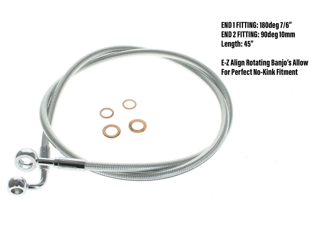 45in. E-Z Align Front Brake Line with 7/16in. x 180 Degree Banjo – Sterling Chromite.