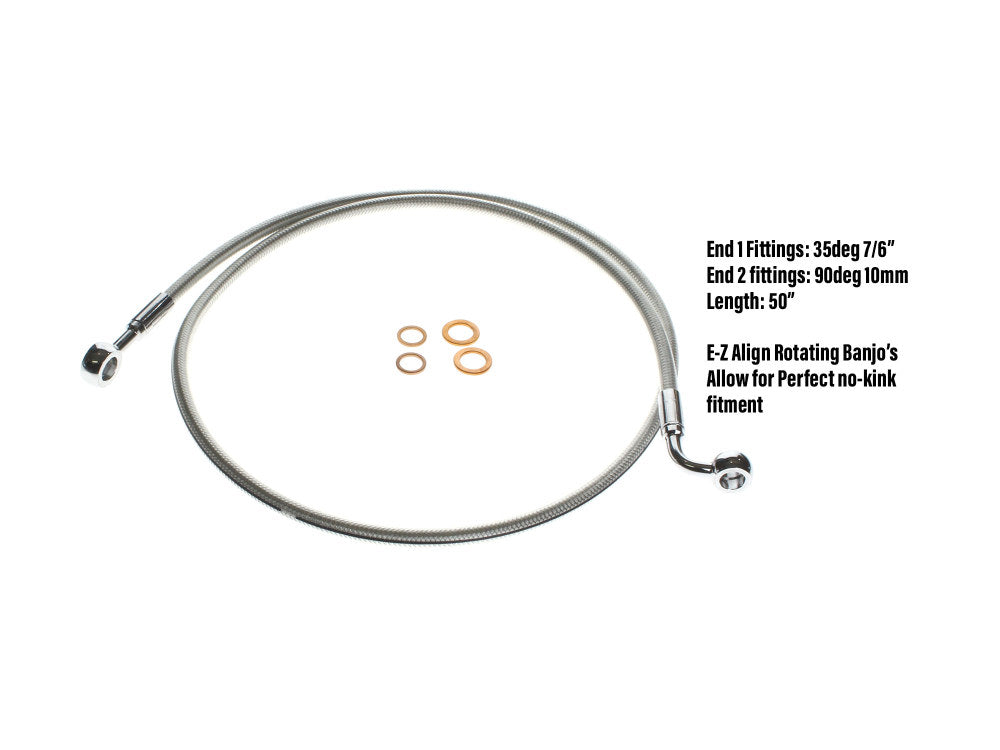 46in. E-Z Align Front Brake Line with 7/16in. x 180 Degree Banjo – Sterling Chromite.