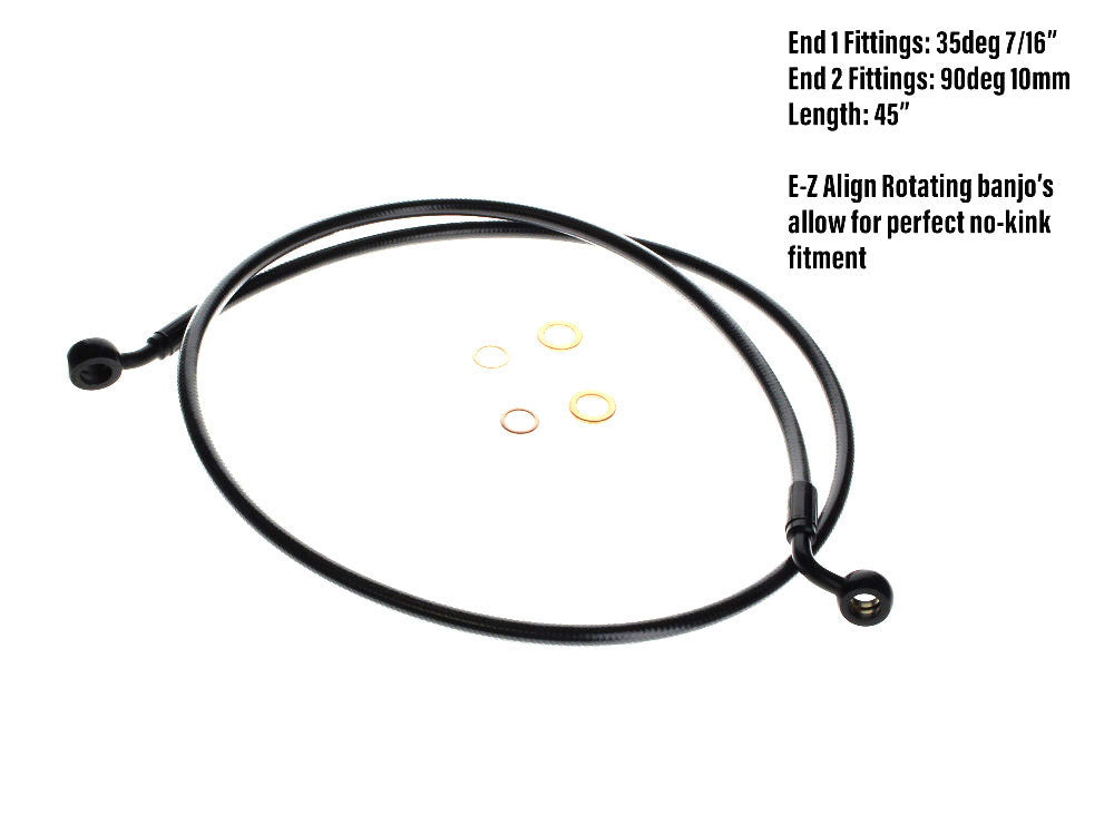 45in. E-Z Align Front Brake Line with 7/16in. x 35 Degree Banjo – Black Pearl.