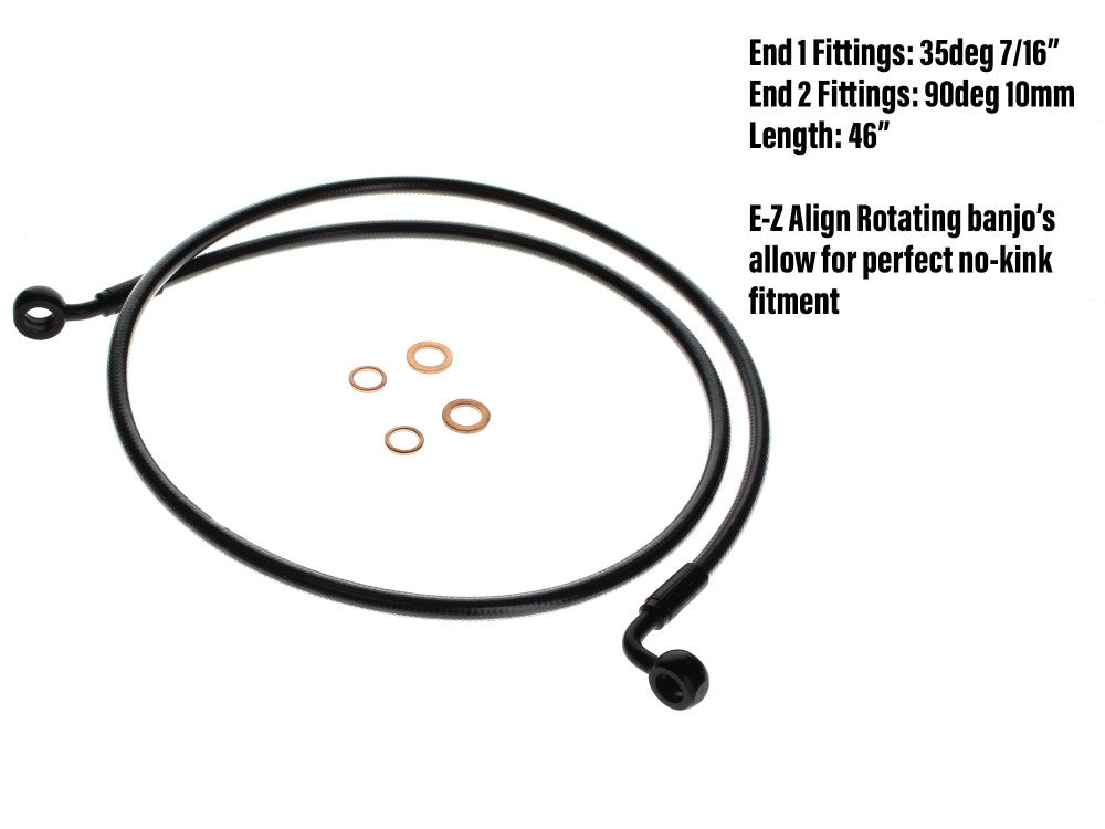 46in. E-Z Align Front Brake Line with 7/16in. x 35 Degree Banjo – Black Pearl.