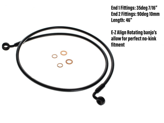 46in. E-Z Align Front Brake Line with 7/16in. x 35 Degree Banjo – Black Pearl.