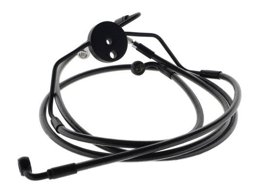 Lower Front Brake Line Assembley with T-Piece – Black Pearl. Fits Touring 2008-2013 with ABS & Dual Front Calipers.