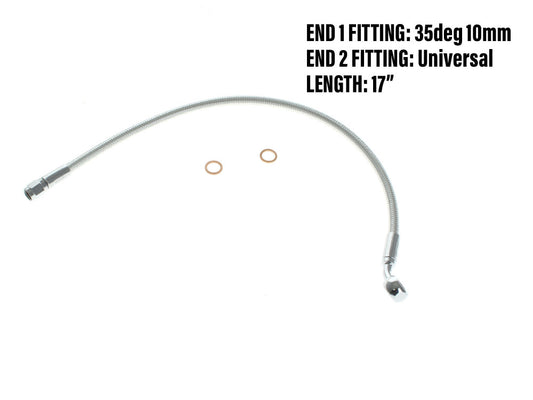 17in. Upper Front Brake Line with 10mm x 35 Degree Banjo & Sterling Chromite Finish.