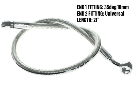 21in. Upper Front Brake Line with 10mm x 35 Degree Banjo – Sterling Chromite.