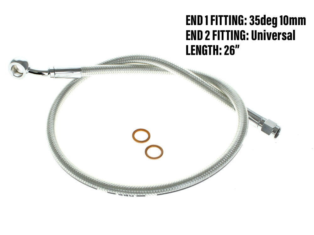 26in. Upper Front Brake Line with 10mm x 35 Degree Banjo – Sterling Chromite.