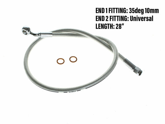 28in. Upper Front Brake Line with 10mm x 35 Degree Banjo – Sterling Chromite.