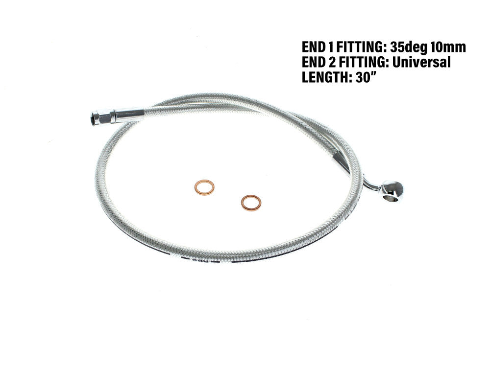 30in. Upper Front Brake Line with 10mm x 35 Degree Banjo – Sterling Chromite.