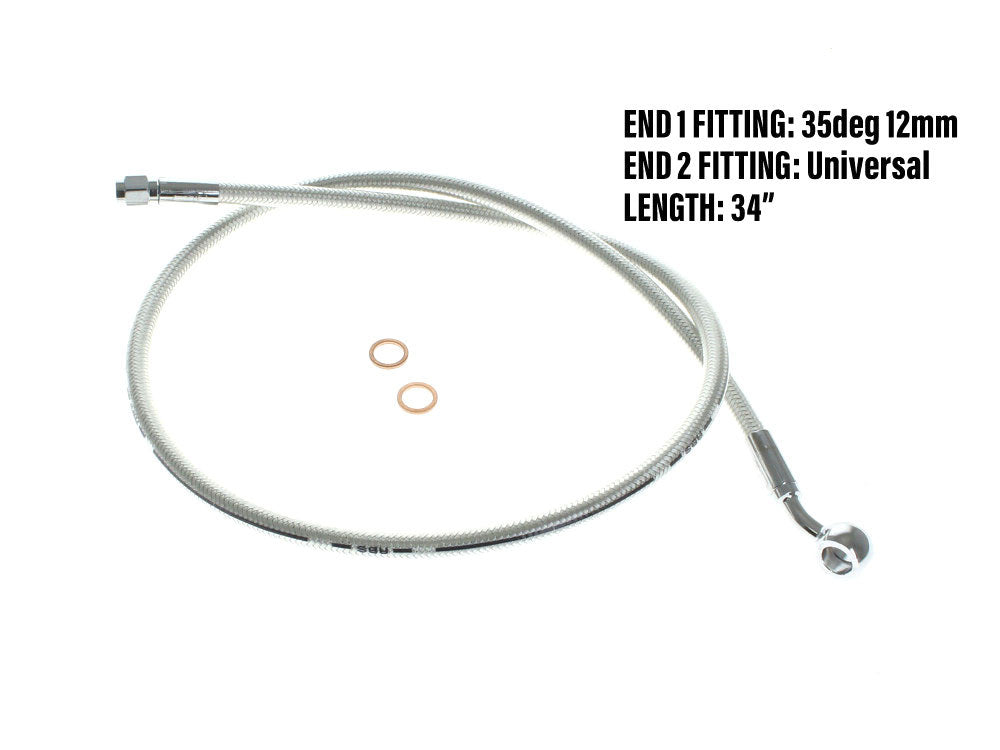 36in. Upper Front Brake Line with 10mm x 35 Degree Banjo – Sterling Chromite.