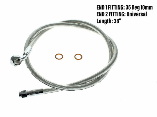 38in. Upper Front Brake Line with 10mm x 35 Degree Banjo – Sterling Chromite.