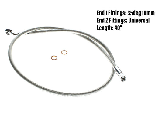 40in. Upper Front Brake Line with 10mm x 35 Degree Banjo – Sterling Chromite.