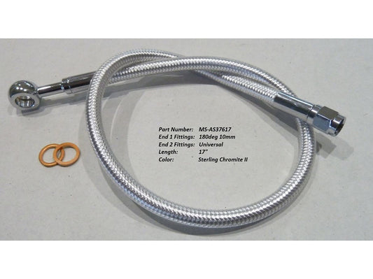 17in. Upper Front Brake Line with 10mm x 180 Degree Banjo – Sterling Chromite.