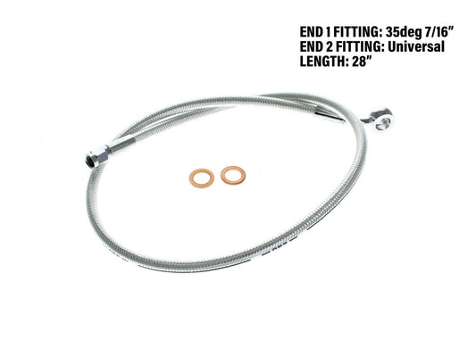 28in. Upper Front Brake Line with 7/16in. x 35 Degree Banjo – Sterling Chromite.