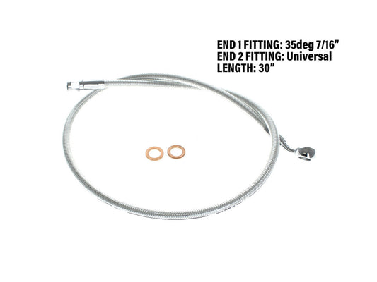 30in. Upper Front Brake Line with 7/16in. x 35 Degree Banjo – Sterling Chromite.