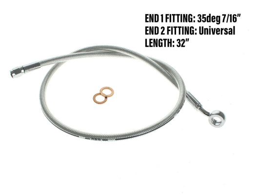 32in. Upper Front Brake Line with 7/16in. x 35 Degree Banjo – Sterling Chromite.