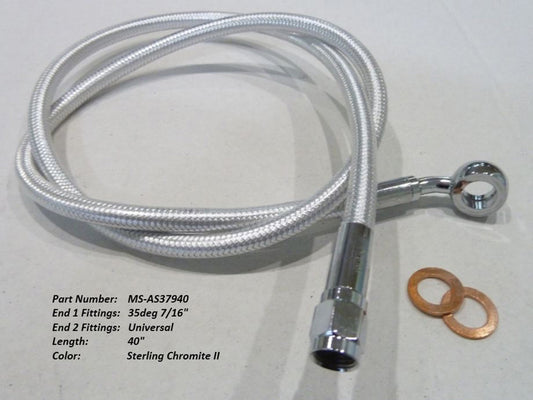 40in. Upper Front Brake Line with 7/16in. x 35 Degree Banjo – Sterling Chromite.