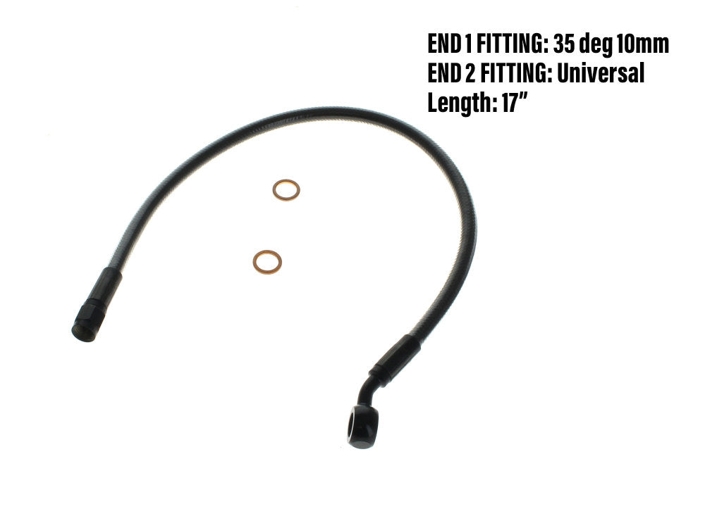 17in. Upper Front Brake Line with 10mm x 35 Degree Banjo – Black Pearl.