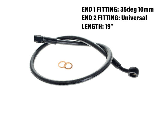 19in. Upper Front Brake Line with 10mm x 35 Degree Banjo – Black Pearl.