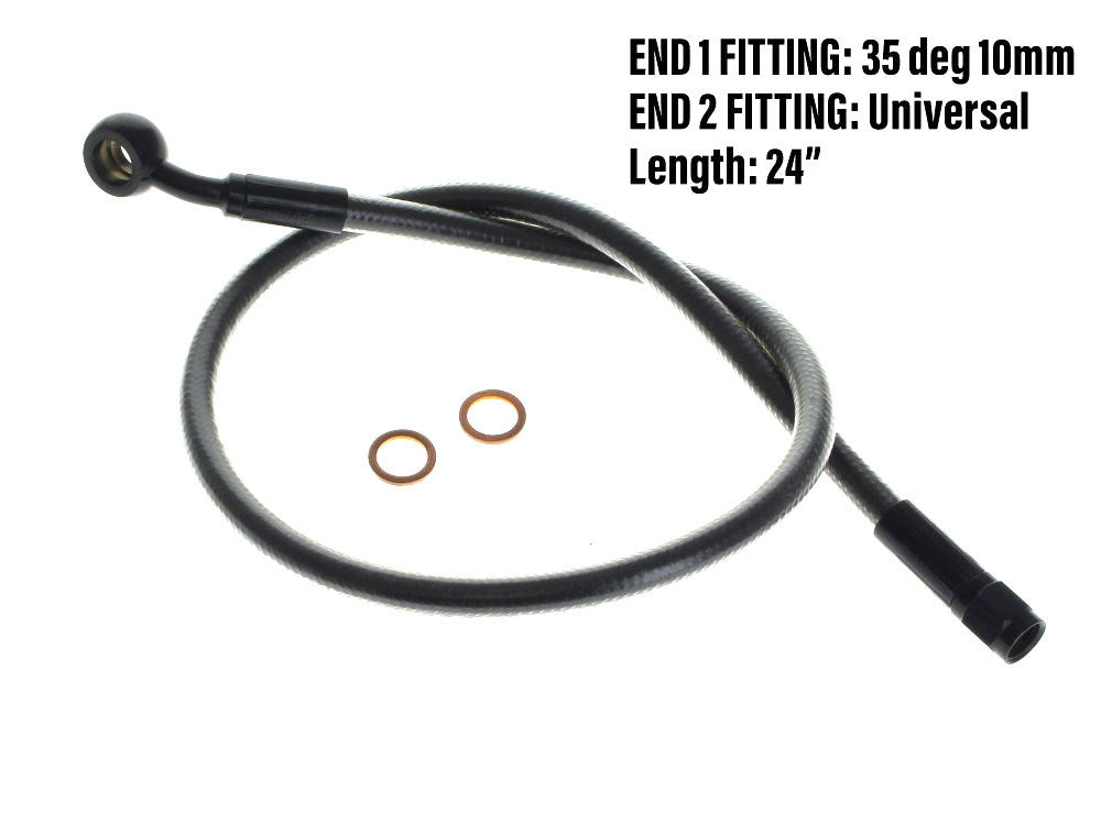 24in. Upper Front Brake Line with 10mm x 35 Degree Banjo – Black Pearl.