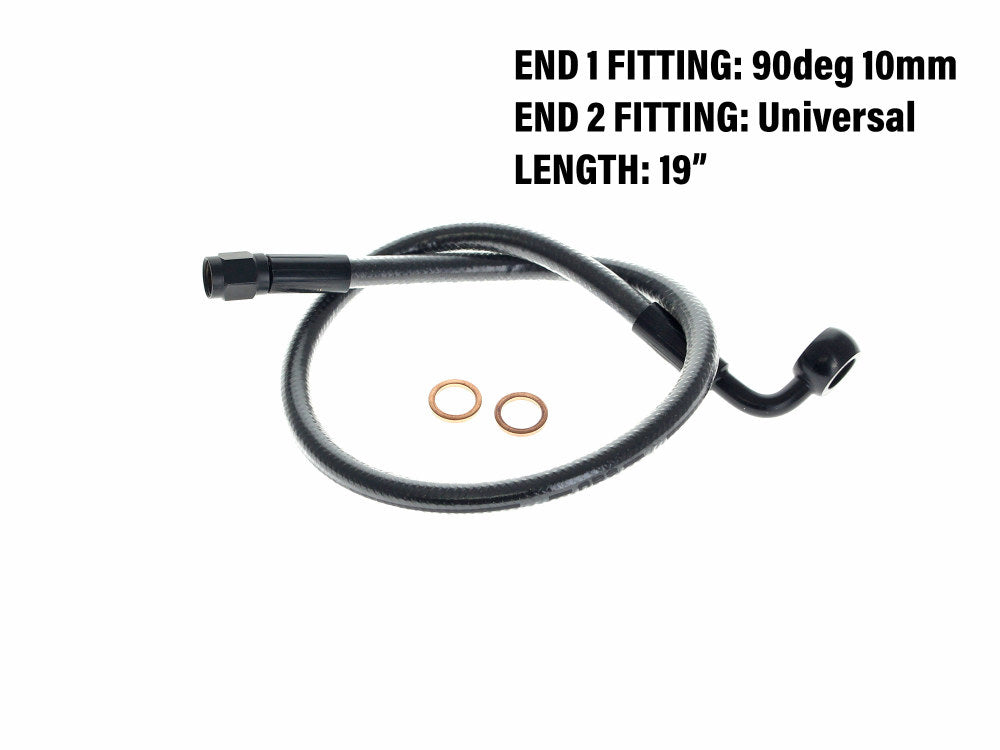 19in. Upper Front Brake Line with 10mm x 90 Degree Banjo – Black Pearl.