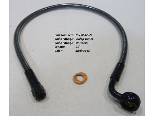 21in. Upper Front Brake Line with 10mm x 90 Degree Banjo – Black Pearl.