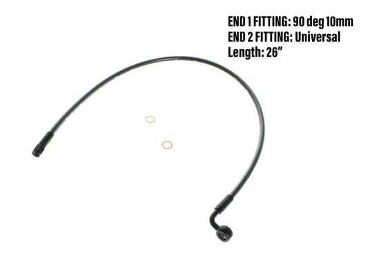 26in. Upper Front Brake Line with 10mm x 90 Degree Banjo – Black Pearl.