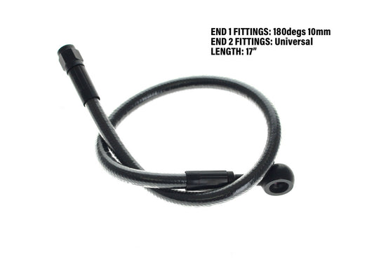 17in. Upper Front Brake Line with 10mm x 180 Degree Banjo – Black Pearl.