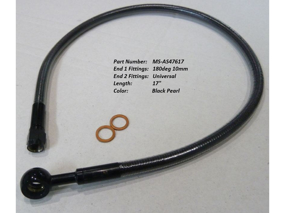 17in. Upper Front Brake Line with 10mm x 180 Degree Banjo – Black Pearl.