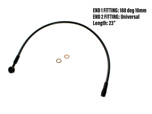 23in. Upper Front Brake Line with 10mm x 180 Degree Banjo – Black Pearl.