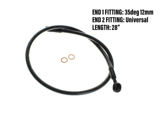 30in. Upper Front Brake Line with 10mm x 180 Degree Banjo – Black Pearl.