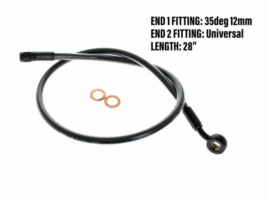 28in. Upper Front Brake Line with 7/16in. x 35 Degree Banjo – Black Pearl.