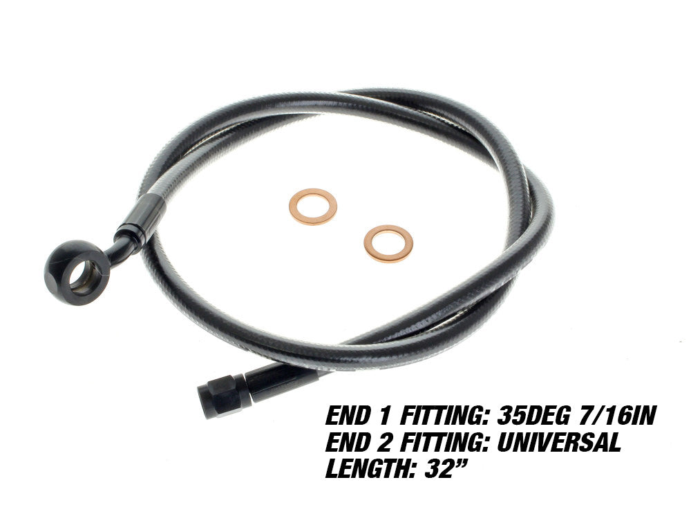 32in. Upper Front Brake Line with 7/16in. x 35 Degree Banjo  – Black Pearl.
