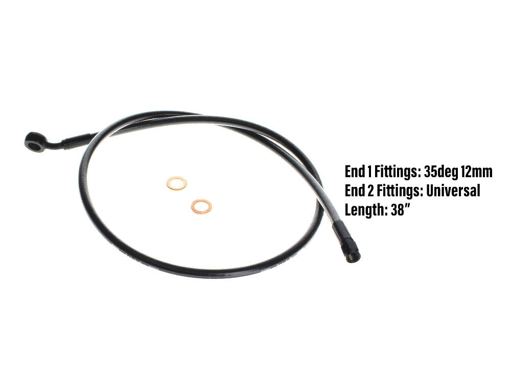 38in. Upper Front Brake Line with 7/16in. x 35 Degree Banjo – Black Pearl.