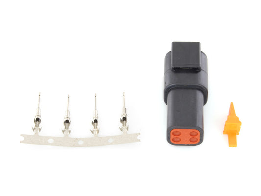 DTM 4-Position Deutsch Recepticle with (4) Stamped Terminals & Wedgelock – Black.