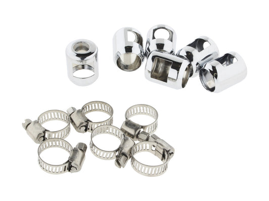 1/4in. & 5/16in. Hose Clamp Ends – Chrome. Pack of 6